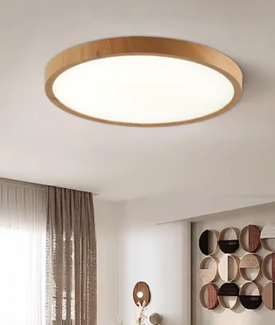 LED plafondlamp met houtnerf – Ultradunne ronde plafondverlichting met 3 lichtkleuren voor slaapkamer, keuken en badkamer