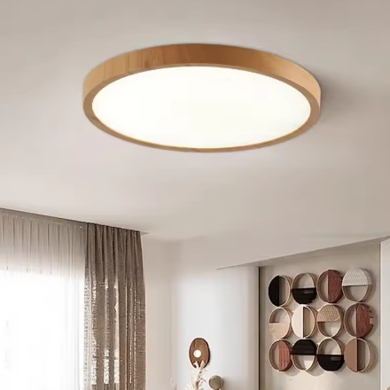 LED plafondlamp met houtnerf – Ultradunne ronde plafondverlichting met 3 lichtkleuren voor slaapkamer, keuken en badkamer