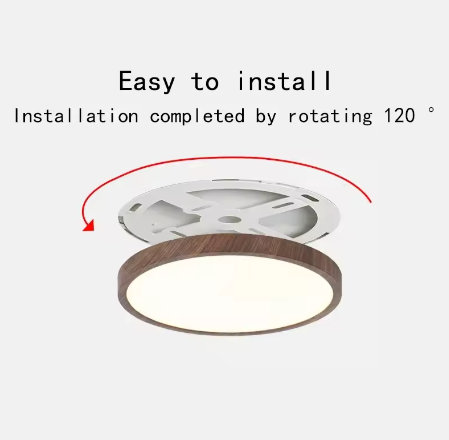 LED plafondlamp met houtnerf – Ultradunne ronde plafondverlichting met 3 lichtkleuren voor slaapkamer, keuken en badkamer