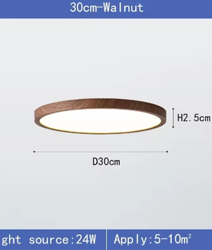 LED plafondlamp met houtnerf – Ultradunne ronde plafondverlichting met 3 lichtkleuren voor slaapkamer, keuken en badkamer