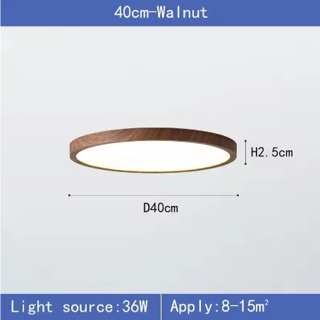 LED plafondlamp met houtnerf – Ultradunne ronde plafondverlichting met 3 lichtkleuren voor slaapkamer, keuken en badkamer