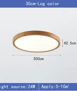 LED plafondlamp met houtnerf – Ultradunne ronde plafondverlichting met 3 lichtkleuren voor slaapkamer, keuken en badkamer