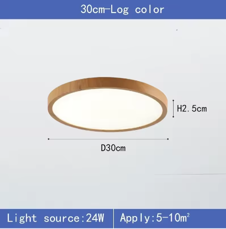 LED plafondlamp met houtnerf – Ultradunne ronde plafondverlichting met 3 lichtkleuren voor slaapkamer, keuken en badkamer