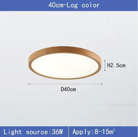 LED plafondlamp met houtnerf – Ultradunne ronde plafondverlichting met 3 lichtkleuren voor slaapkamer, keuken en badkamer