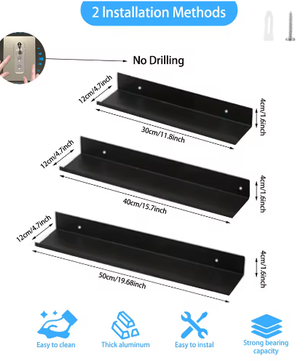 Zwevende badkamerplanken zonder boren – Wandplank voor opslag en decoratie in badkamer, keuken en woonkamer