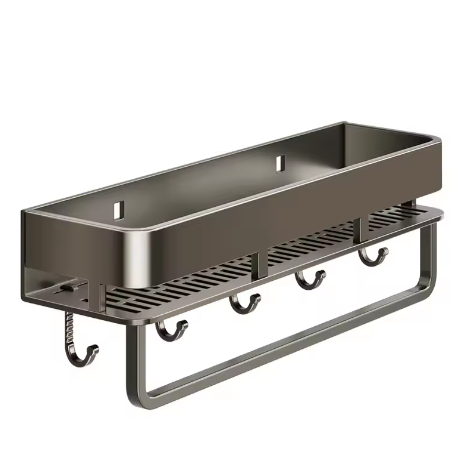 Badkamer opbergrek zonder boren – Wandgemonteerd handdoeken- en cosmetica rek van smeedijzer