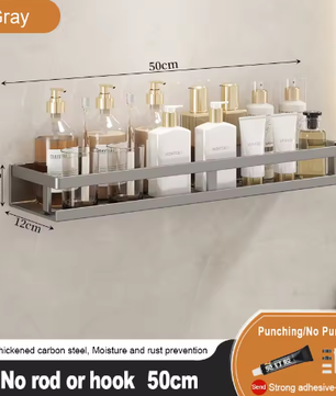 Badkamer opbergrek zonder boren – Wandgemonteerd handdoeken- en cosmetica rek van smeedijzer
