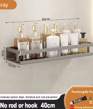 Badkamer opbergrek zonder boren – Wandgemonteerd handdoeken- en cosmetica rek van smeedijzer