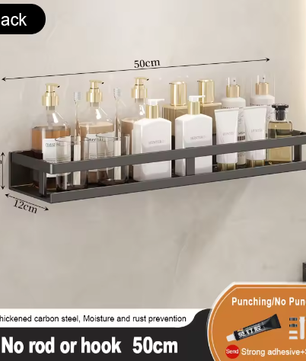 Badkamer opbergrek zonder boren – Wandgemonteerd handdoeken- en cosmetica rek van smeedijzer