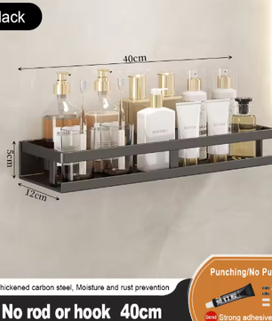 Badkamer opbergrek zonder boren – Wandgemonteerd handdoeken- en cosmetica rek van smeedijzer