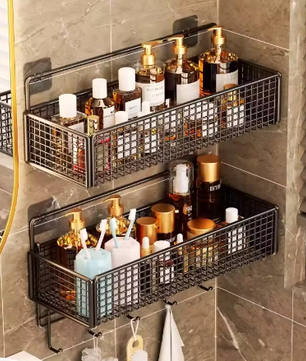 Badkameropbergrek zonder boren – Wandgemonteerd opbergrek voor handdoeken en toiletartikelen