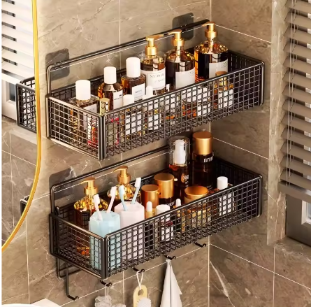 Badkameropbergrek zonder boren – Wandgemonteerd opbergrek voor handdoeken en toiletartikelen