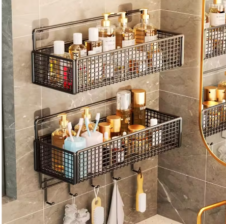 Badkameropbergrek zonder boren – Wandgemonteerd opbergrek voor handdoeken en toiletartikelen