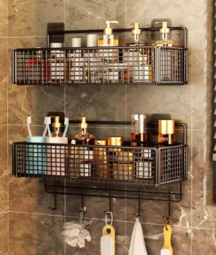 Badkameropbergrek zonder boren – Wandgemonteerd opbergrek voor handdoeken en toiletartikelen