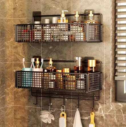 Badkameropbergrek zonder boren – Wandgemonteerd opbergrek voor handdoeken en toiletartikelen