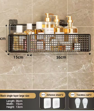 Badkameropbergrek zonder boren – Wandgemonteerd opbergrek voor handdoeken en toiletartikelen
