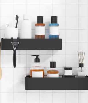 Doucherek zonder boren – 2-delig badkameropbergrek met grote capaciteit, sneldrogend en roestbestendig