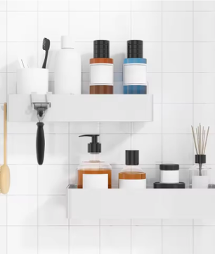 Doucherek zonder boren – 2-delig badkameropbergrek met grote capaciteit, sneldrogend en roestbestendig