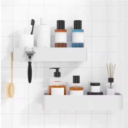 Doucherek zonder boren – 2-delig badkameropbergrek met grote capaciteit, sneldrogend en roestbestendig