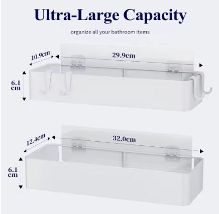 Doucherek zonder boren – 2-delig badkameropbergrek met grote capaciteit, sneldrogend en roestbestendig