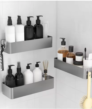 Doucherek zonder boren – 2-delig badkameropbergrek met grote capaciteit, sneldrogend en roestbestendig