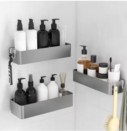 Doucherek zonder boren – 2-delig badkameropbergrek met grote capaciteit, sneldrogend en roestbestendig