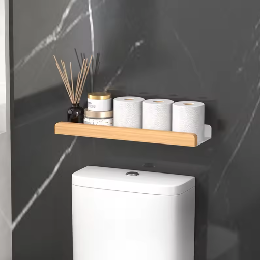 Opbergrek voor badkamer en woonkamer – Wandgemonteerd opbergrek zonder boren voor boven het toilet