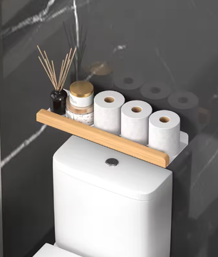 Opbergrek voor badkamer en woonkamer – Wandgemonteerd opbergrek zonder boren voor boven het toilet