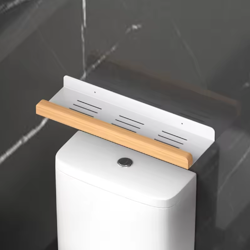 Opbergrek voor badkamer en woonkamer – Wandgemonteerd opbergrek zonder boren voor boven het toilet