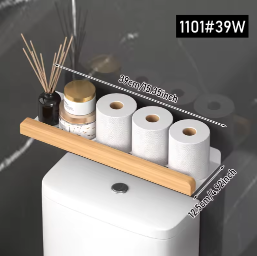 Opbergrek voor badkamer en woonkamer – Wandgemonteerd opbergrek zonder boren voor boven het toilet