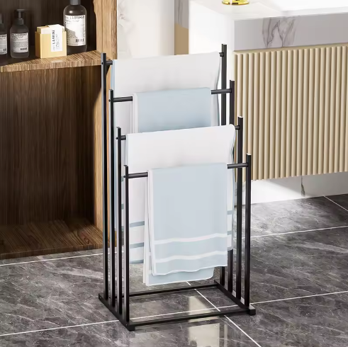 4-laags handdoekenrek – Vrijstaand multifunctioneel handdoekopbergrek voor badkamer