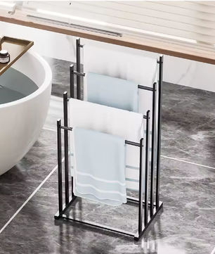 4-laags handdoekenrek – Vrijstaand multifunctioneel handdoekopbergrek voor badkamer