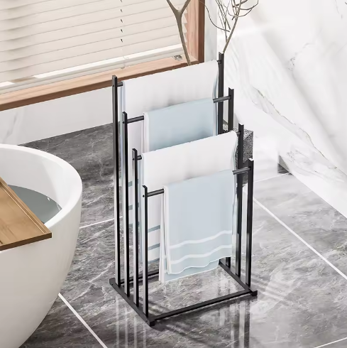 4-laags handdoekenrek – Vrijstaand multifunctioneel handdoekopbergrek voor badkamer