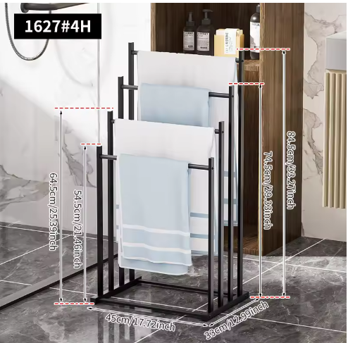 4-laags handdoekenrek – Vrijstaand multifunctioneel handdoekopbergrek voor badkamer