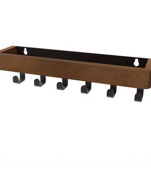 Rustieke houten sleutelhouder met opbergvak en 6 haken – Wandgemonteerde organizer voor hal, slaapkamer en kantoor