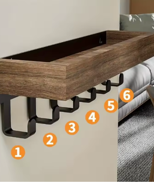 Rustieke houten sleutelhouder met opbergvak en 6 haken – Wandgemonteerde organizer voor hal, slaapkamer en kantoor