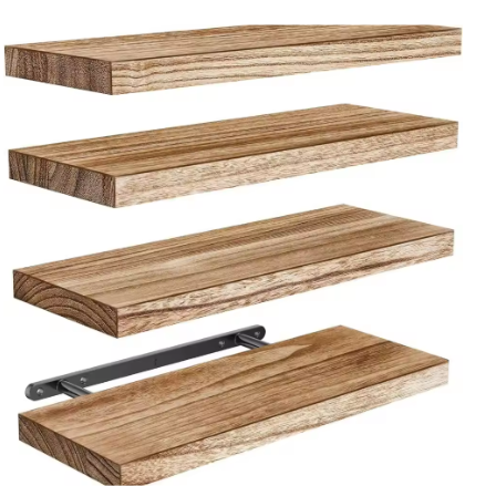 Zwevende houten wandplank – Diepe en stevige opbergplank voor badkamer, woonkamer en keuken