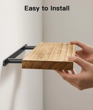 Zwevende houten wandplank – Diepe en stevige opbergplank voor badkamer, woonkamer en keuken