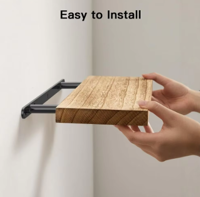 Zwevende houten wandplank – Diepe en stevige opbergplank voor badkamer, woonkamer en keuken