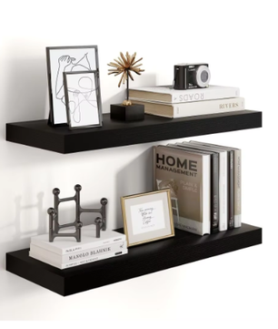 Zwevende houten wandplank – Diepe en stevige opbergplank voor badkamer, woonkamer en keuken