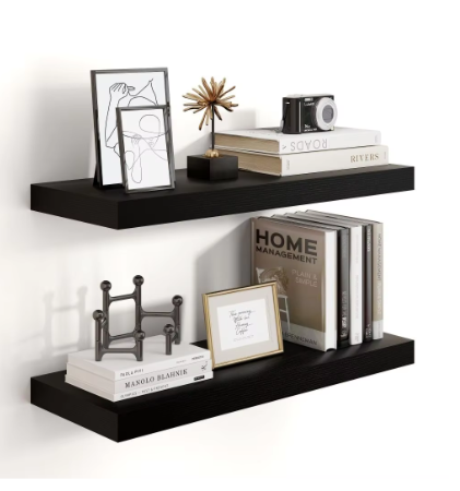 Zwevende houten wandplank – Diepe en stevige opbergplank voor badkamer, woonkamer en keuken