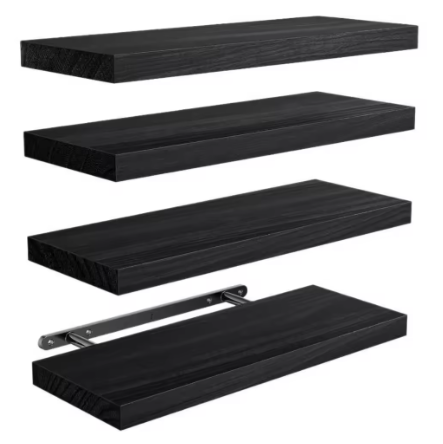 Zwevende houten wandplank – Diepe en stevige opbergplank voor badkamer, woonkamer en keuken