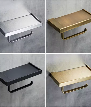 Badkamer toiletpapierhouder met box – Messing papierrolhouder met opbergvak