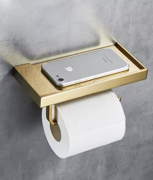 Badkamer toiletpapierhouder met box – Messing papierrolhouder met opbergvak