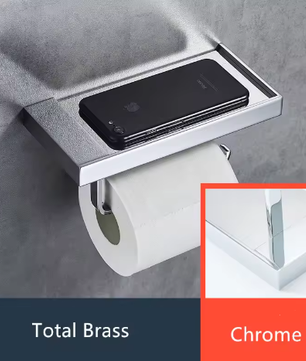 Badkamer toiletpapierhouder met box – Messing papierrolhouder met opbergvak