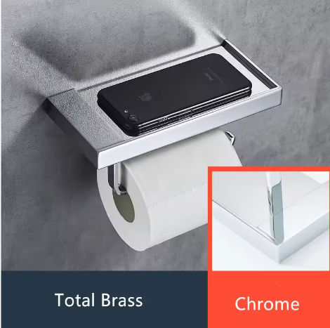 Badkamer toiletpapierhouder met box – Messing papierrolhouder met opbergvak