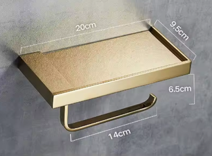 Badkamer toiletpapierhouder met box – Messing papierrolhouder met opbergvak