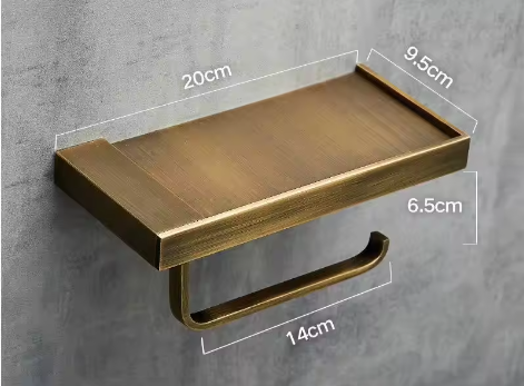 Badkamer toiletpapierhouder met box – Messing papierrolhouder met opbergvak