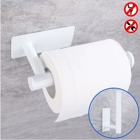 Roestvrijstalen Papierhouder Wit – Zelfklevend Wandmontage Tissue Plank