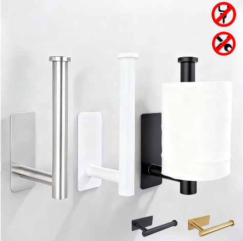 Roestvrijstalen Papierhouder Wit – Zelfklevend Wandmontage Tissue Plank